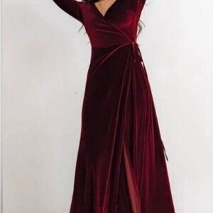 Esmerelda Merlot Baltic Born Maxi Velvet Wrap Dress L